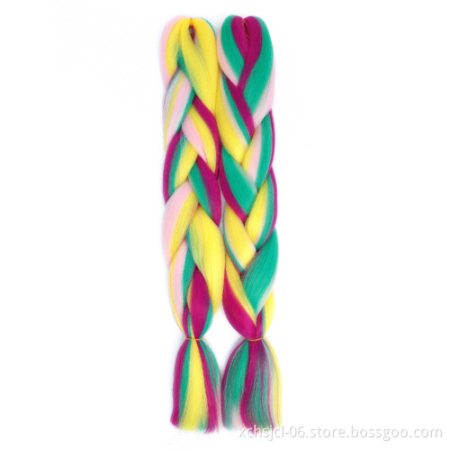 Wholesale Braiding Hair Mix Rainbow Braids Synthetic Jumbo Braids Hair Extension for Women